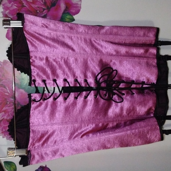 Fredericks of Hollywood Zip Front Corset in Rose Pink w/ Laced Back NWT - Picture 14 of 16